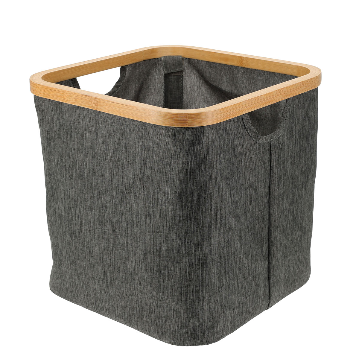 Καλάθι Αποθήκευσης Polyester με Bamboo 30.5x30.5x30cm Deep Grey MRShome