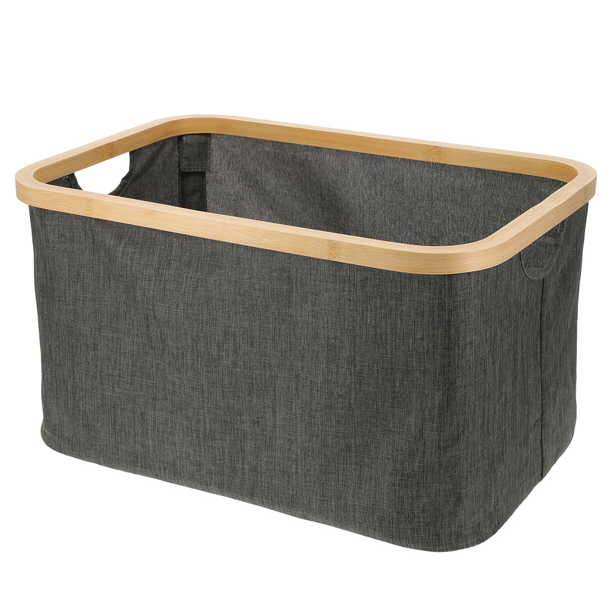 Καλάθι Αποθήκευσης Polyester με Bamboo 45x30x24.5cm Deep Grey MRShome