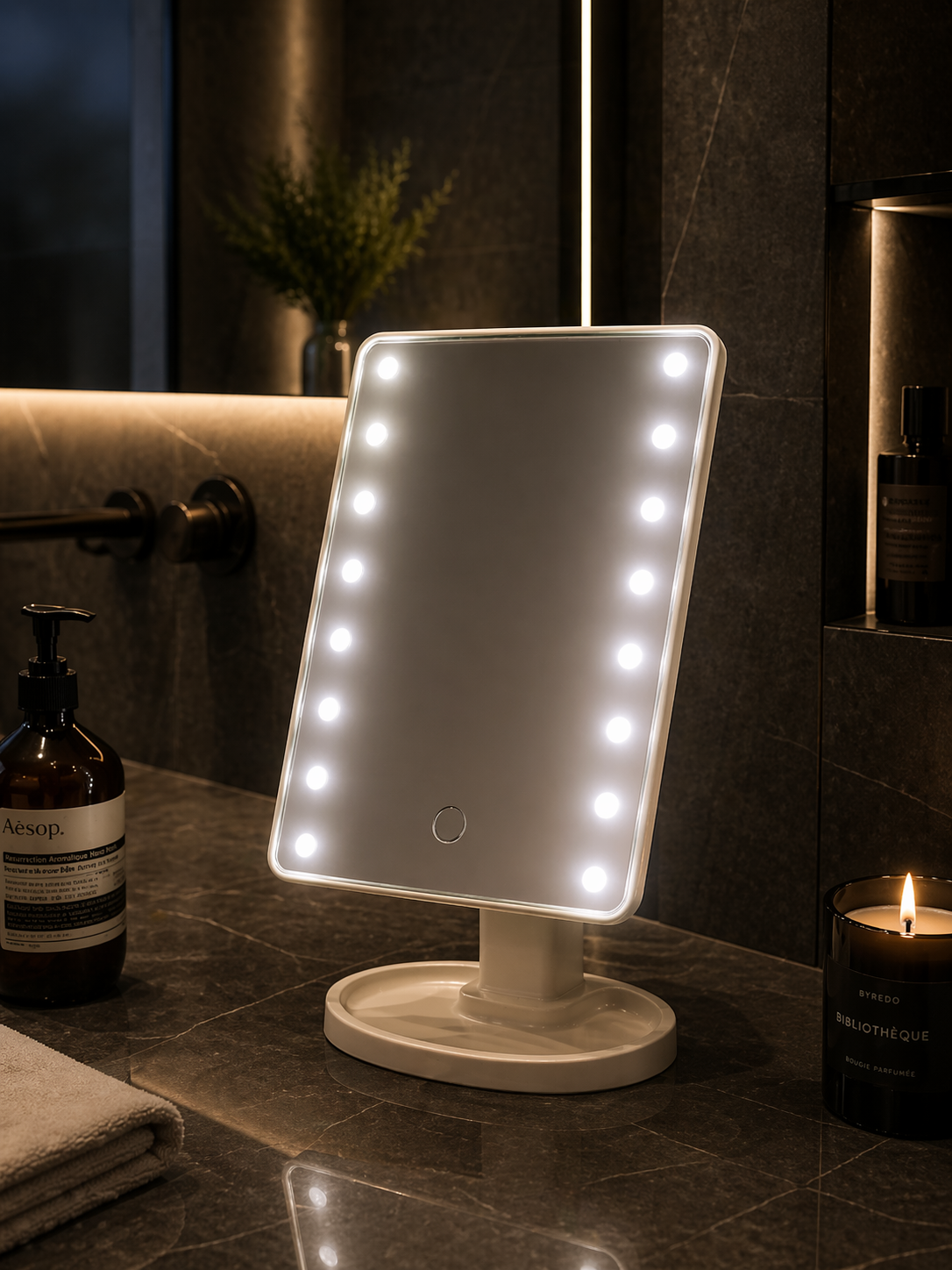 Καθρέπτης Μακιγιάζ PP με LED Φωτισμό 16.3x11.5x26.5cm White MRShome