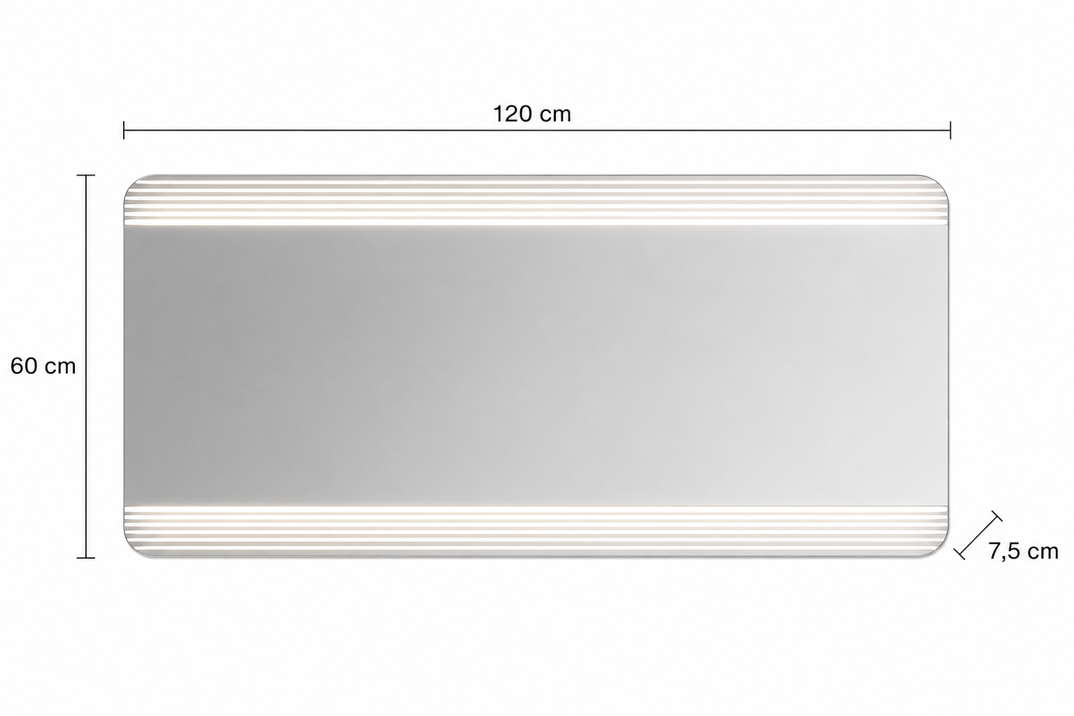 Καθρέπτης με Φωτισμό 120x7.5x60cm με Στρογγυλεμένες Γωνίες MRShome