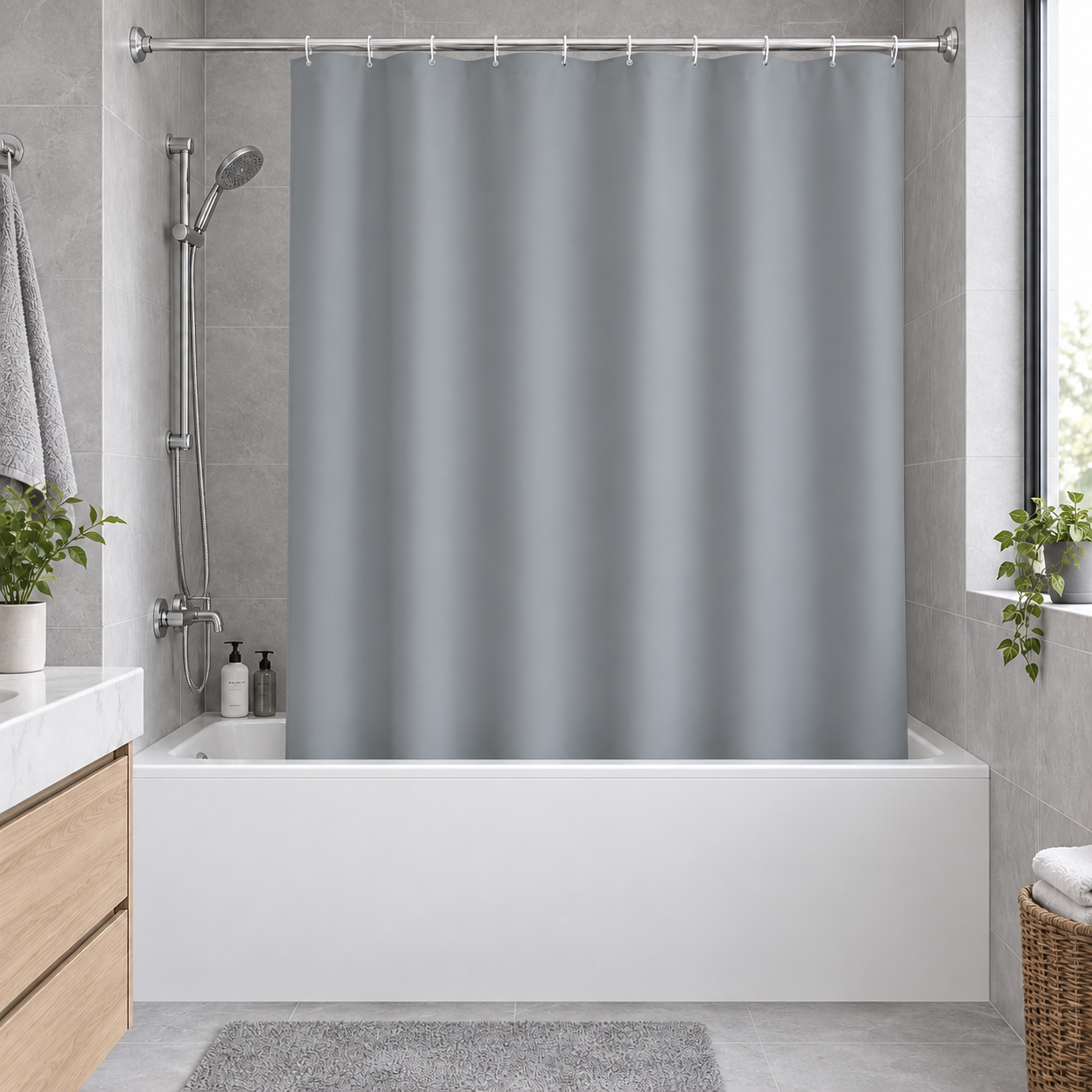 Κουρτίνα Μπάνιου 180x180cm PEVA Γκρι MRShome
