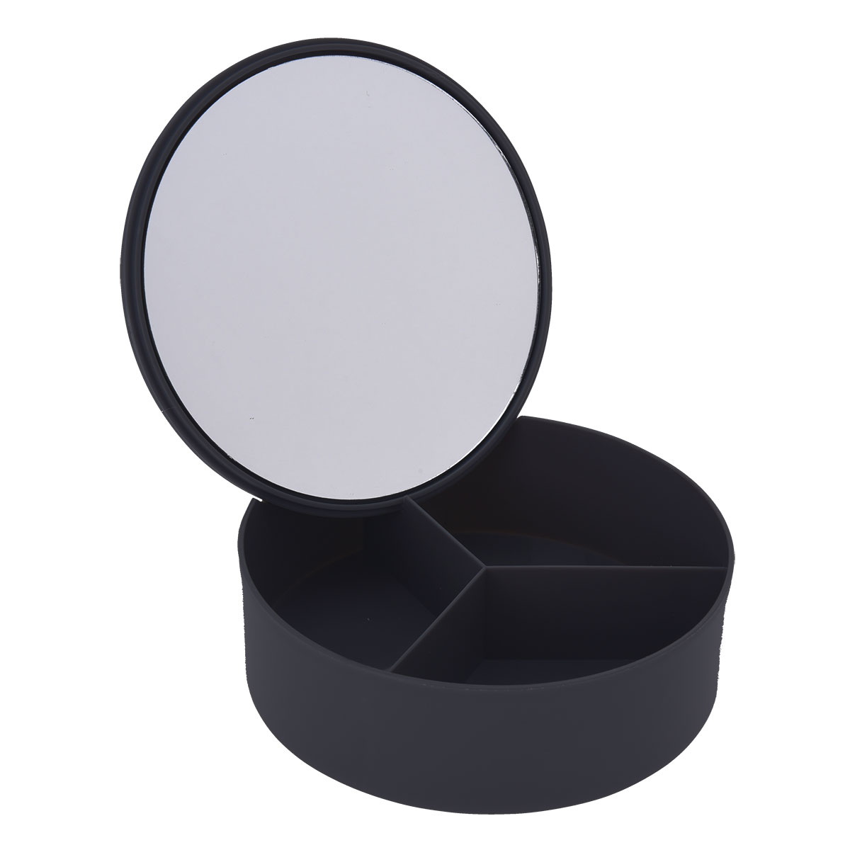 Κουτί Αποθήκευσης PP με Καθρέπτη 14x5cm Black-3C MRShome