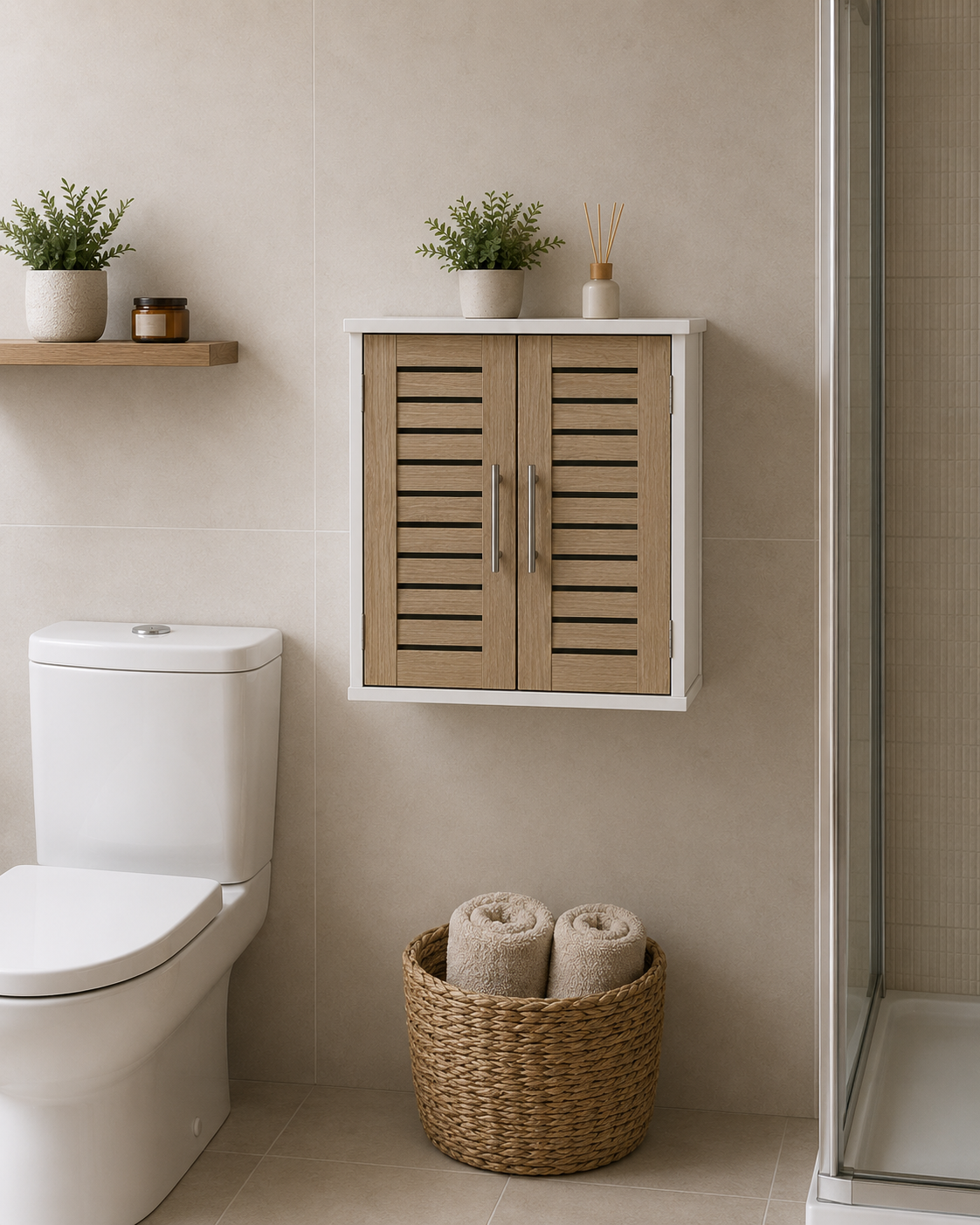 Ντουλάπι Τοίχου MDF Λευκό/Καφέ 52x22x55cm MRShome