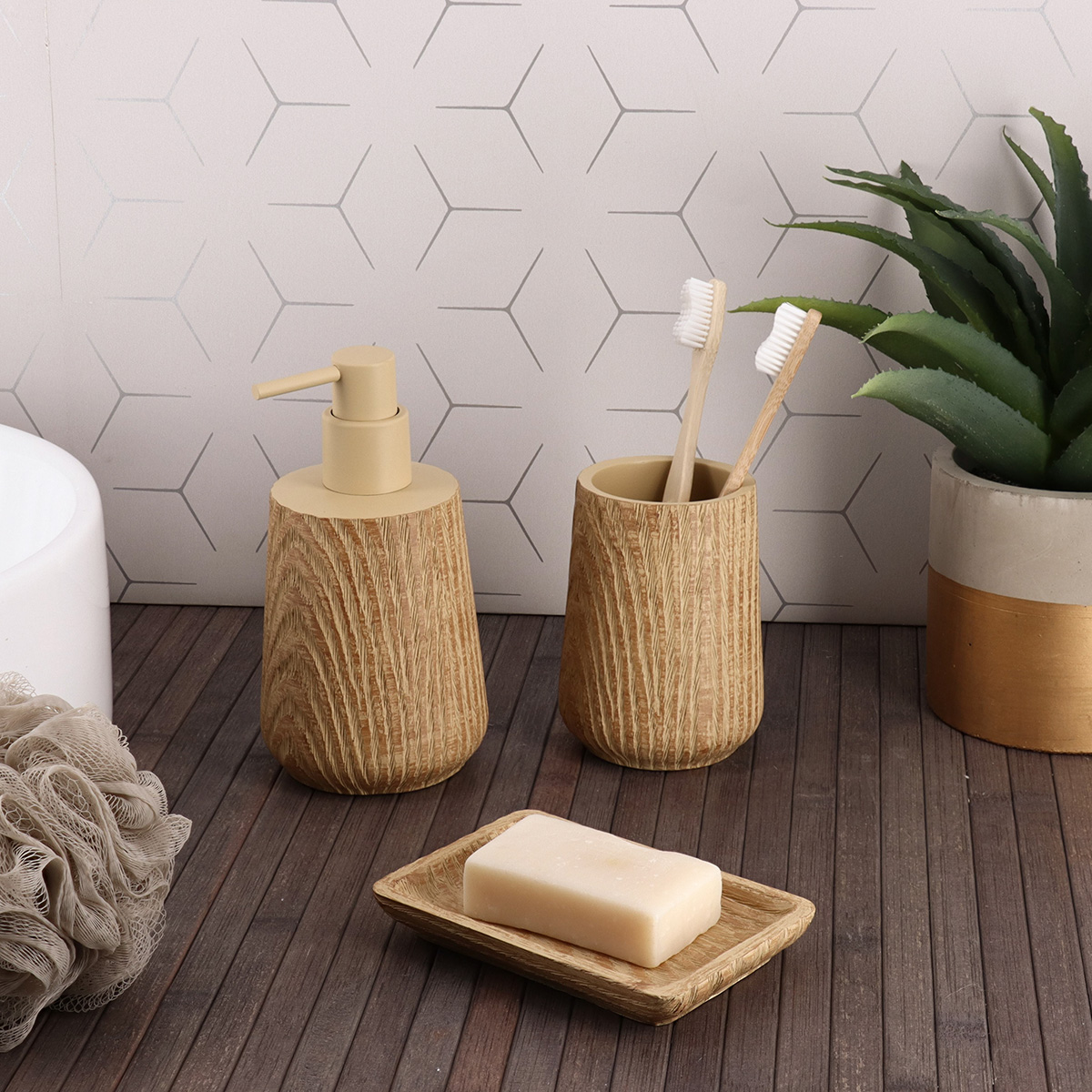 Ποτήρι Οδοντόβουρτσας Polyresin Μπεζ MRShome