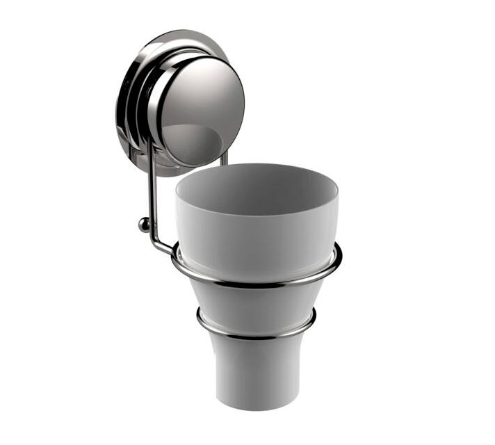 Ποτήρι οδοντόβουρτσας επιτοίχιο με βεντούζα chrome/white Sealskin Elementals