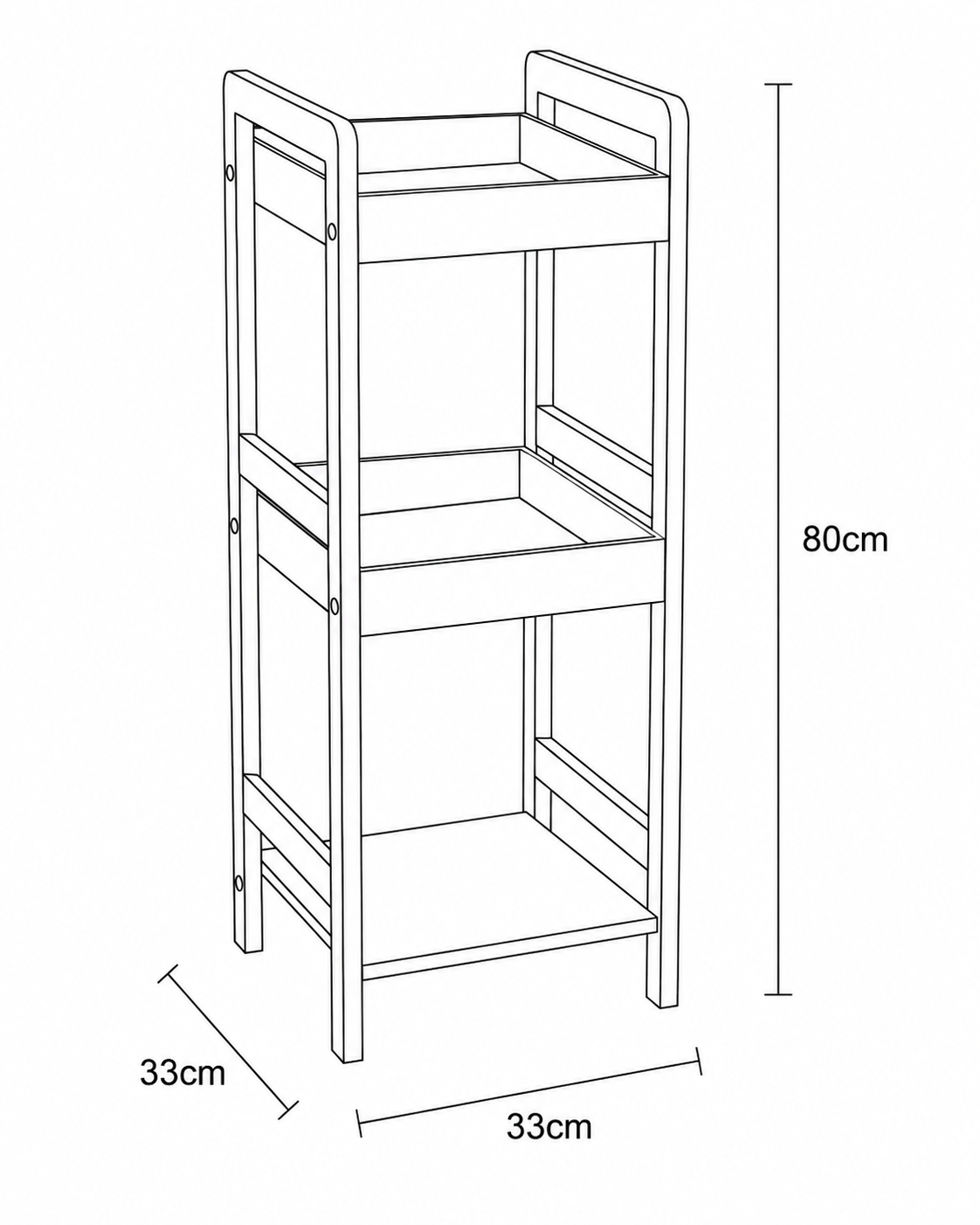 Ραφιέρα 3 θέσεων Bamboo/MDF Μπεζ/Λευκό 33x33x80cm MRShome