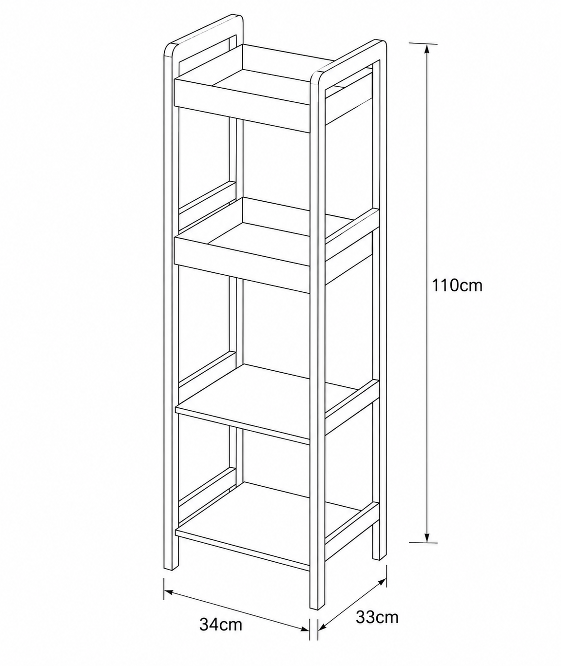 Ραφιέρα 4 θέσεων Bamboo/MDF Μπεζ/Μαύρη 34x33x110cm MRShome