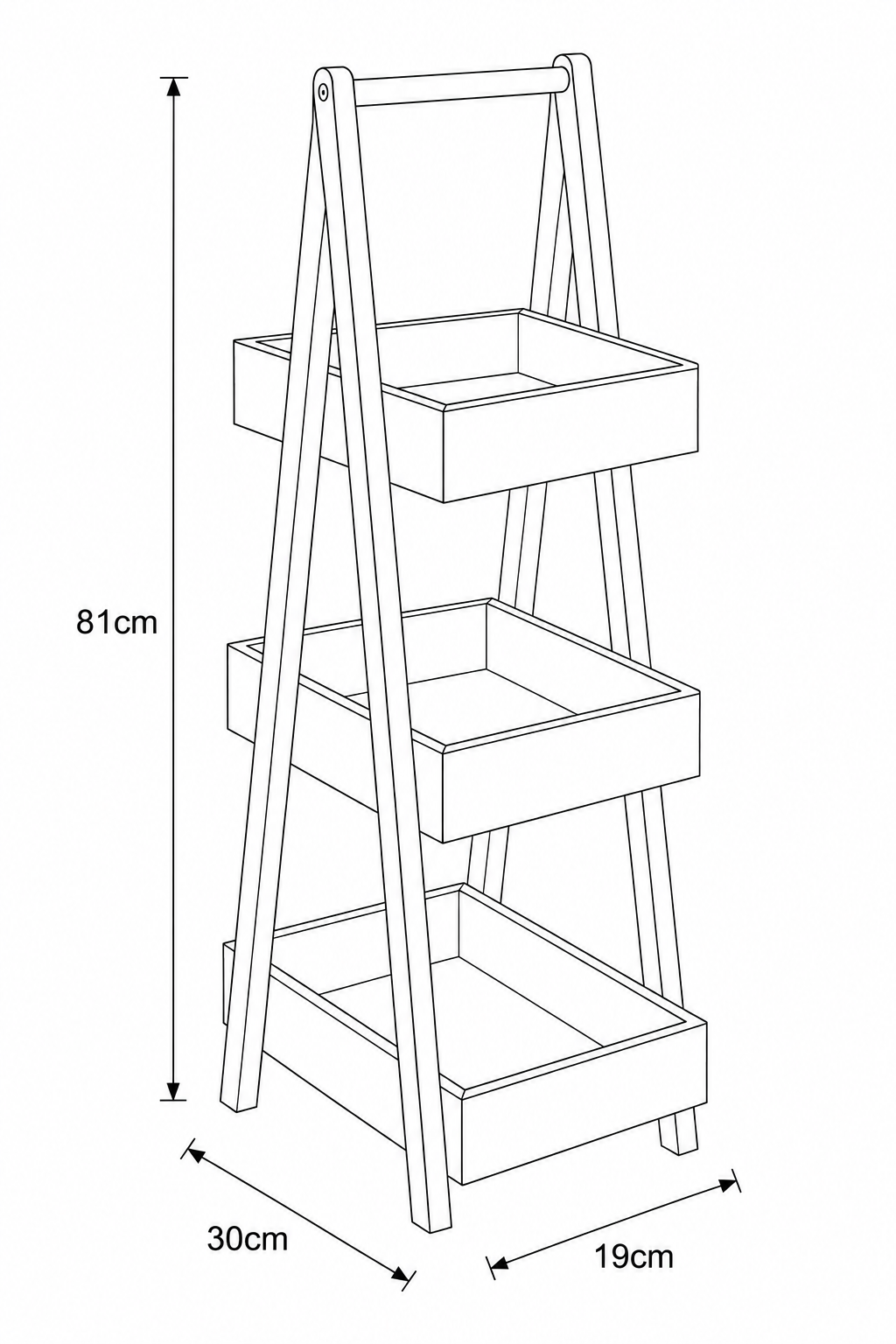 Ραφιέρα MDF με 3 Επίπεδα Φυσική 30x19x81cm MRShome