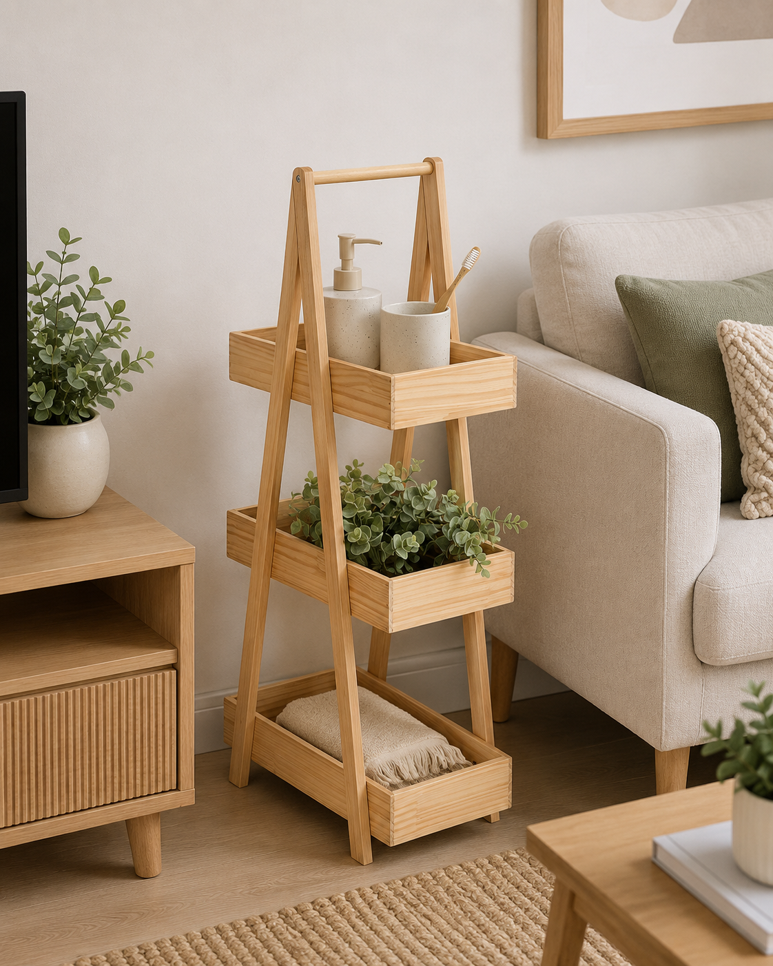 Ραφιέρα MDF με 3 Επίπεδα Φυσική 30x19x81cm MRShome