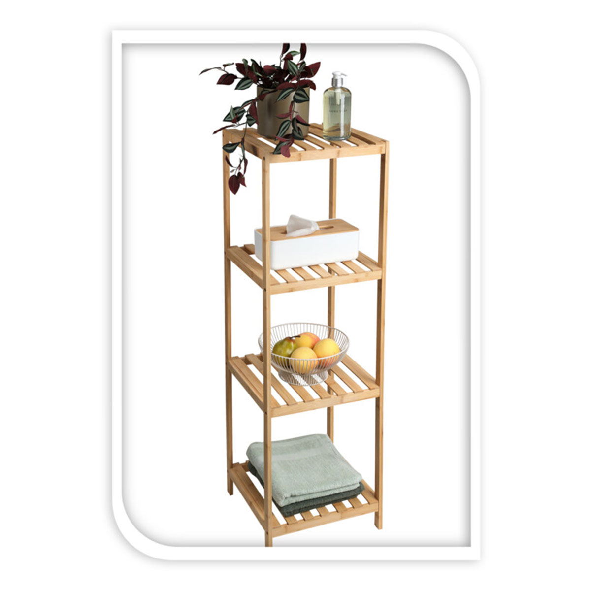 Ραφιέρα Μπάνιου 4 Επιπέδων από Bamboo 34x33x110cm MRShome