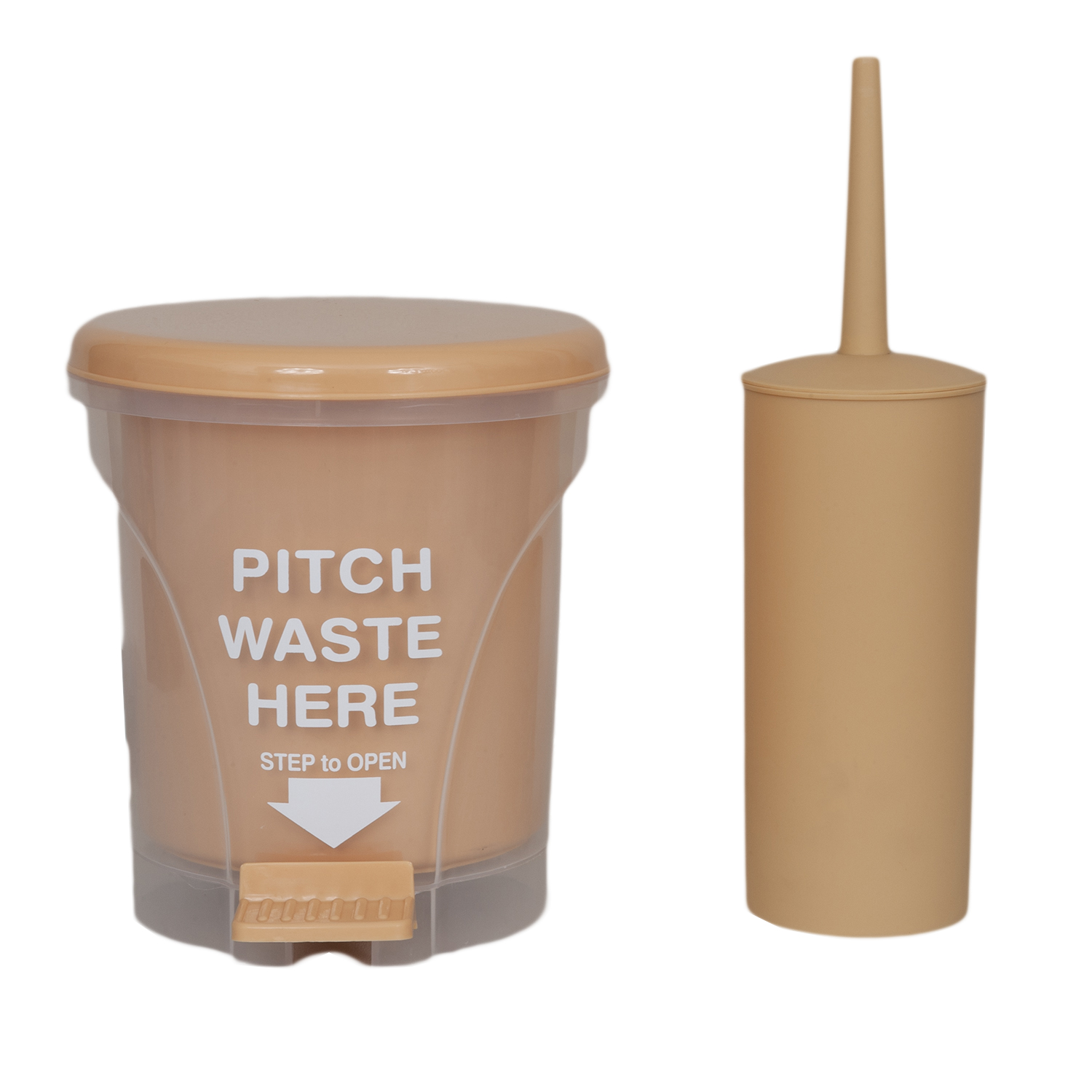 Σετ Κάδος Απορριμμάτων Pitch 5L PP Μπέζ με Πιγκάλ Mrshome