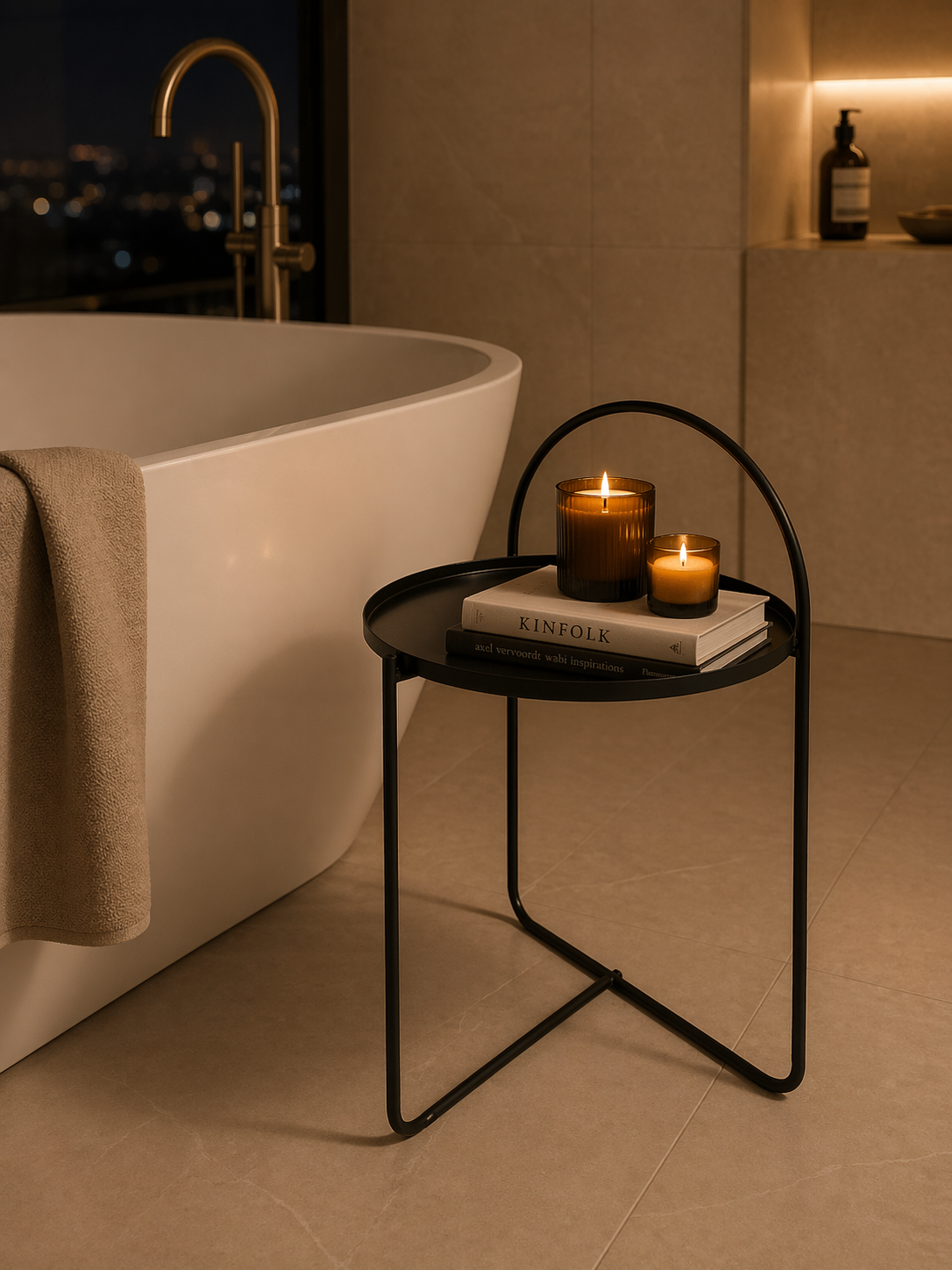 Side Table Μεταλλικό Φ40x65cm Black MRShome