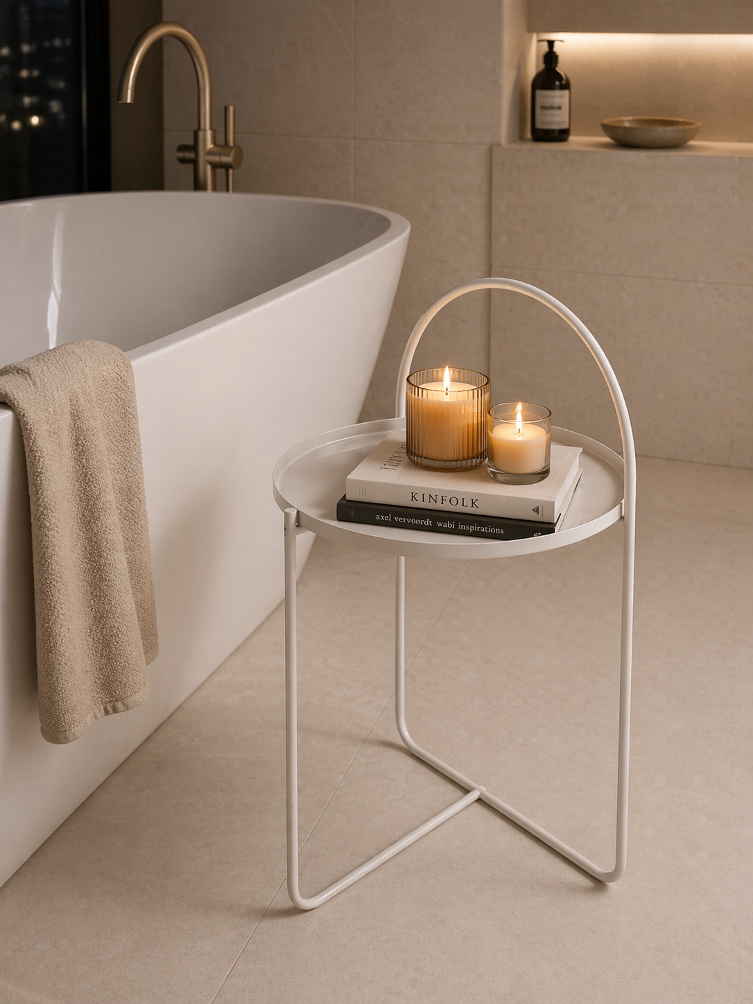 Side Table Μεταλλικό Φ40x65cm Sand MRShome