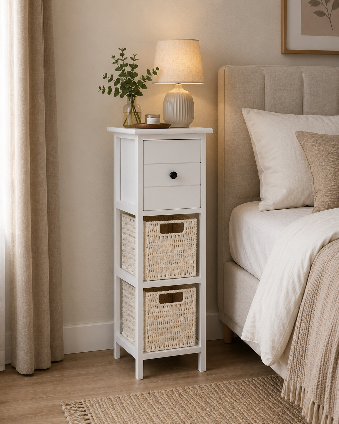 Συρταριέρα MDF με 3 Συρτάρια 25x25x77cm Λευκή MRShome