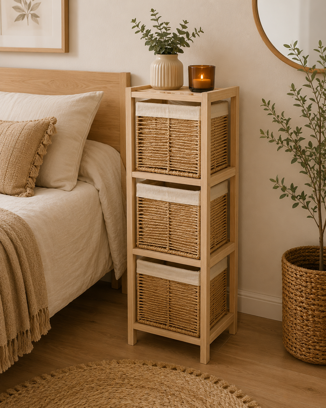 Συρταριέρα MDF με 3 Συρτάρια 25x25x77cm Μπεζ MRShome