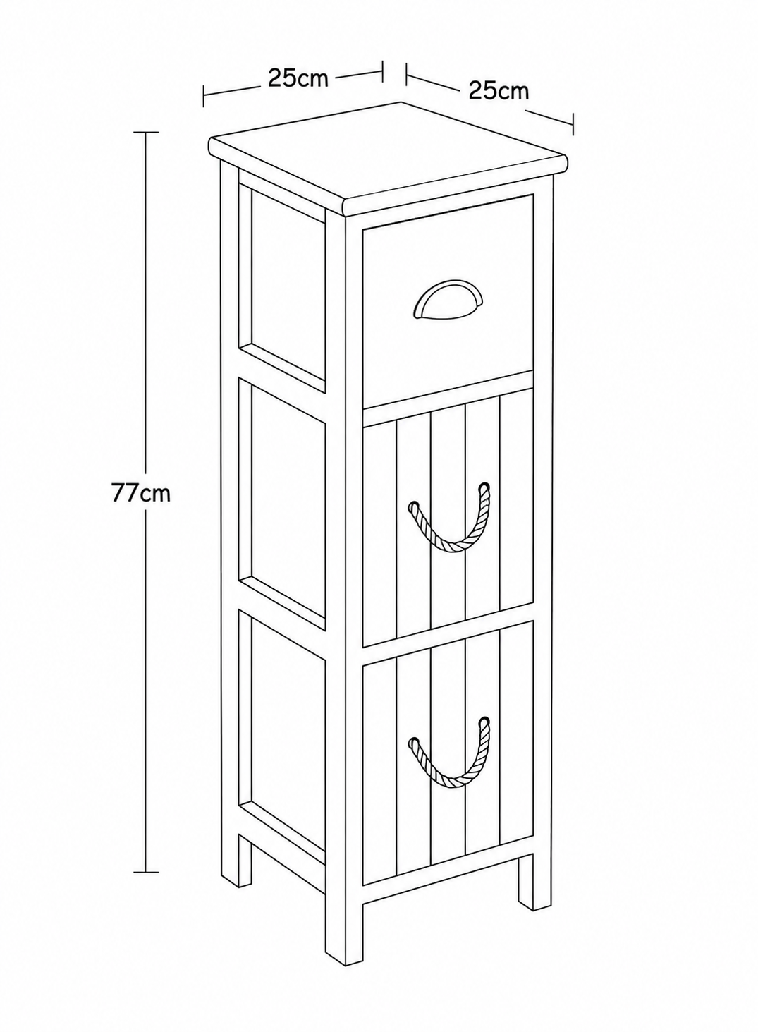 Συρταριέρα MDF με 3 Συρτάρια Γκρι/Λευκή 25x25x77cm MRShome