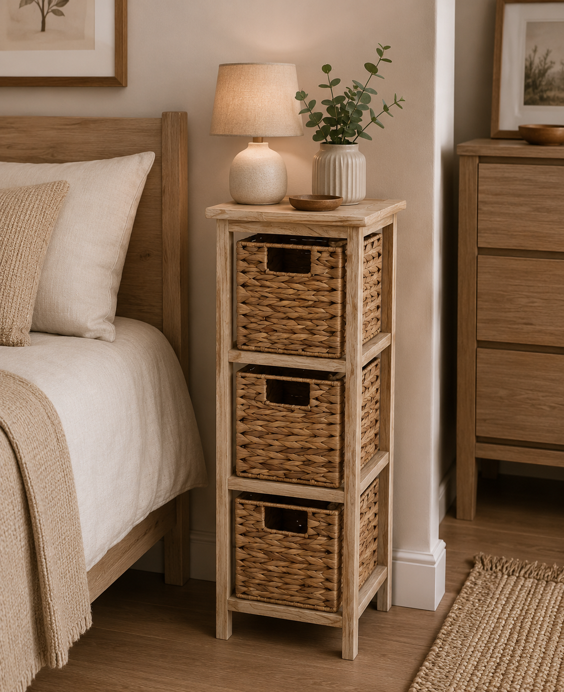 Συρταριέρα MDF με 3 Συρτάρια από Υάκινθο 25x25x77cm Μπεζ MRShome