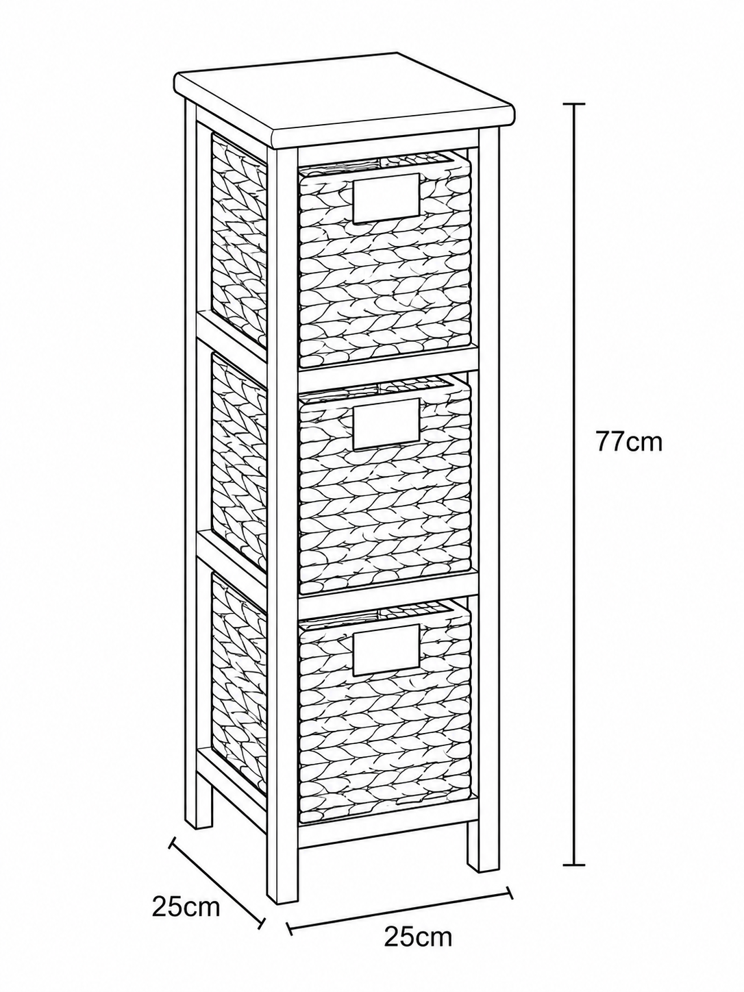 Συρταριέρα MDF με 3 Συρτάρια από Υάκινθο 25x25x77cm Μπεζ MRShome