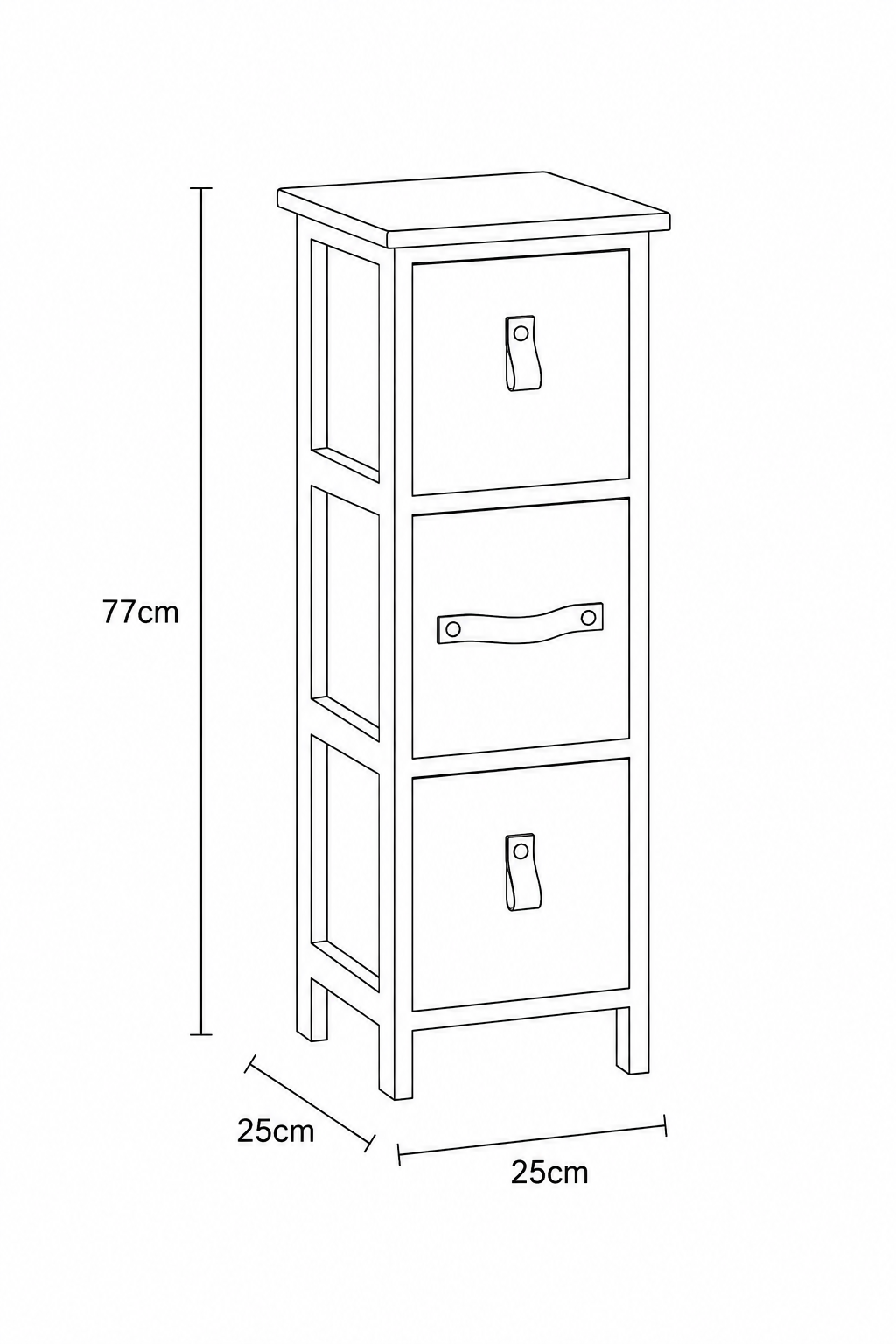 Συρταριέρα MDF με 3 Συρτάρια με Λαβές Λευκό 25x25x77cm MRShome