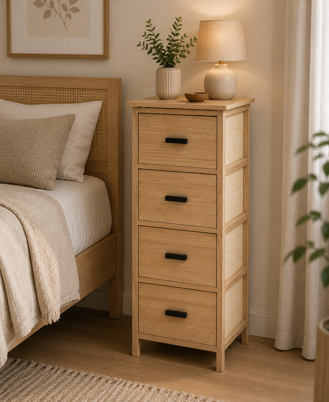 Συρταριέρα MDF με 4 Συρτάρια 37.5x27.5x86cm Μπεζ MRShome