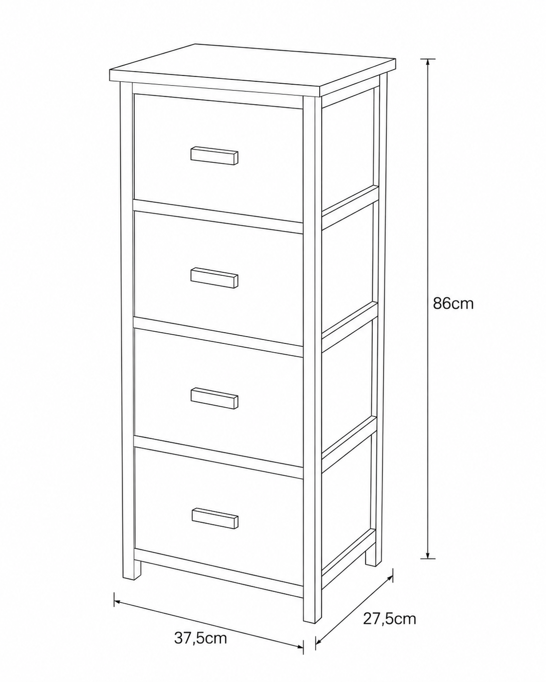 Συρταριέρα MDF με 4 Συρτάρια 37.5x27.5x86cm Μπεζ με Σχέδια MRShome