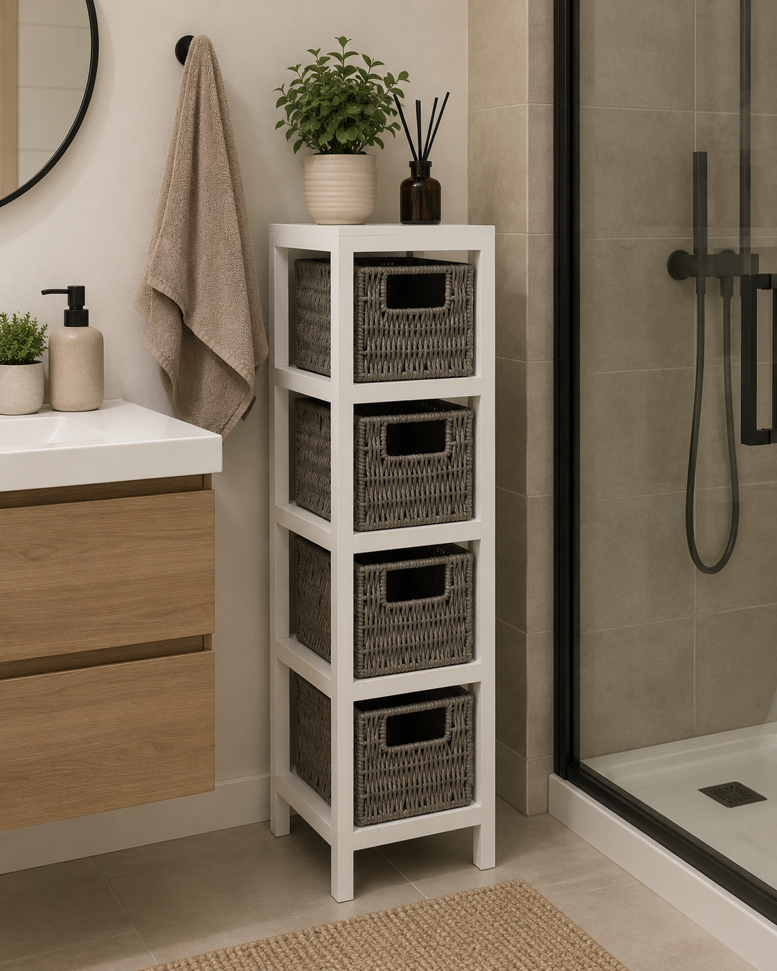 Συρταριέρα με 4 Συρτάρια MDF Γκρι/Λευκή 17x24x65cm MRShome