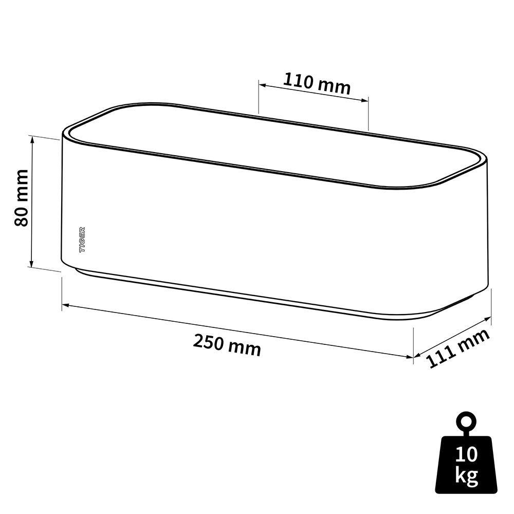 Tiger 2-Store Επιτοίχιο Ράφι 25 cm White 1500010146