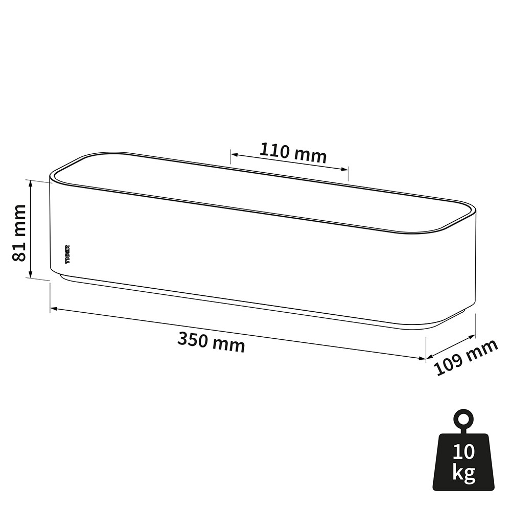 Tiger 2-Store Επιτοίχιο Ράφι 35 cm White 800381