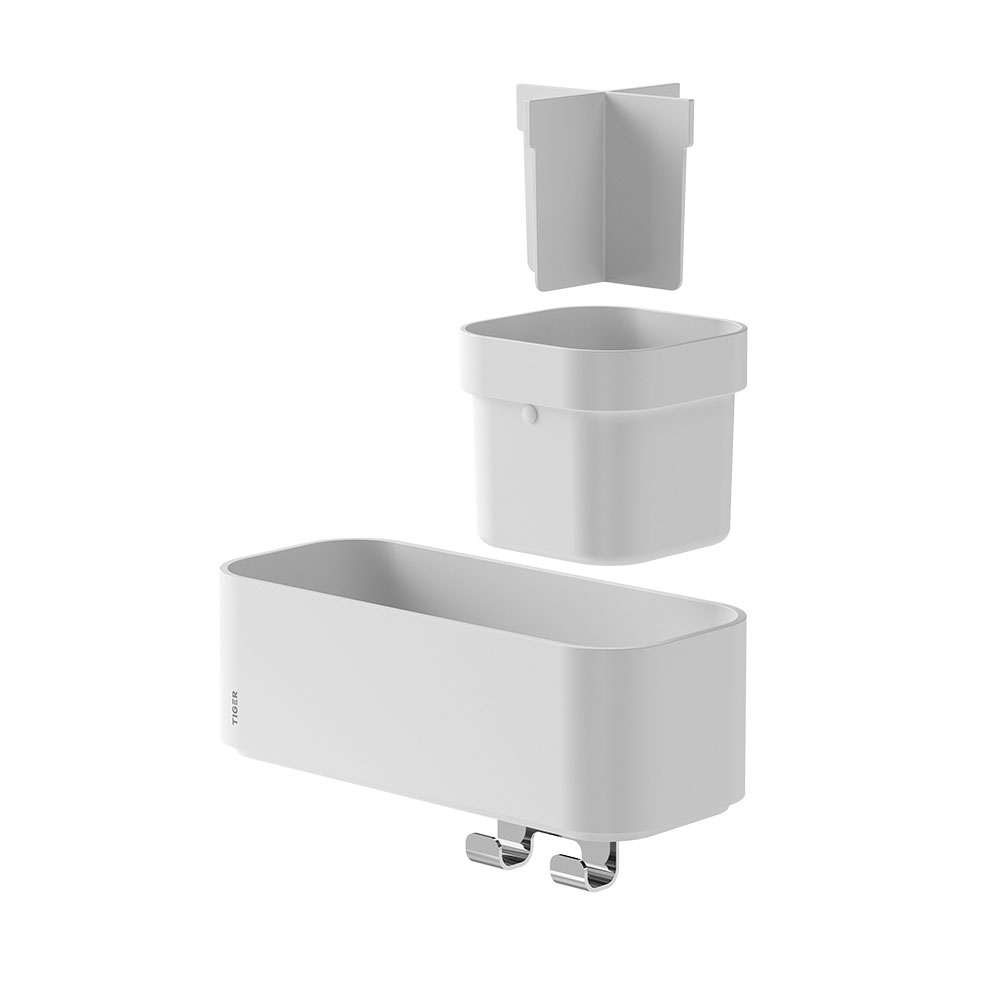 Tiger 2-Store Επιτοίχιο Ράφι με Θήκες και Κρεμάστρες 25 cm White 800375