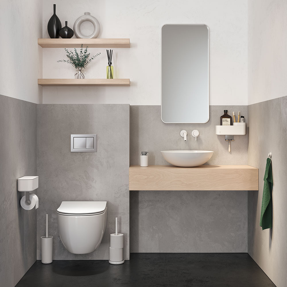 Tiger 2-Store Επιτοίχιο Ράφι με Θήκες και Κρεμάστρες 25 cm White 800375