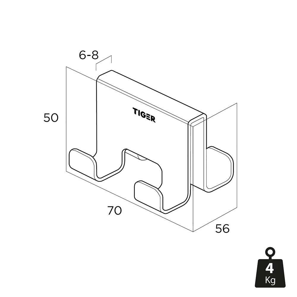 Tiger Caddy Άγκιστρο Τετραπλό 6-8 mm Brushed stainless steel 800295