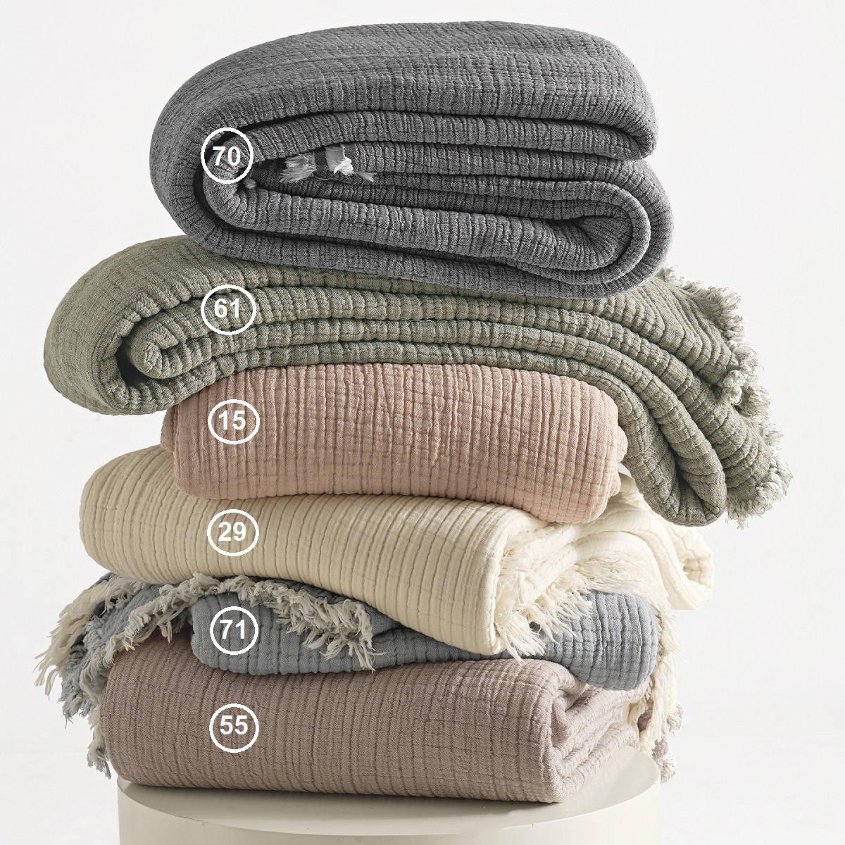 ΚΟΥΒΕΡΛΙ ΒΑΜΒΑΚΕΡΗ ΜΟΥΣΕΛΙΝΑ ΥΠΕΡΔΙΠΛΗ 240Χ250 ADAM HOME - 15.Beige