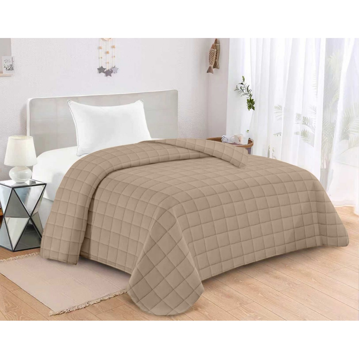 ΚΟΥΒΕΡΛΙ ΚΑΠΙΤΟΝΕ ΜΟΝΟ 160X240 ADAM HOME ANTEL MOCHA