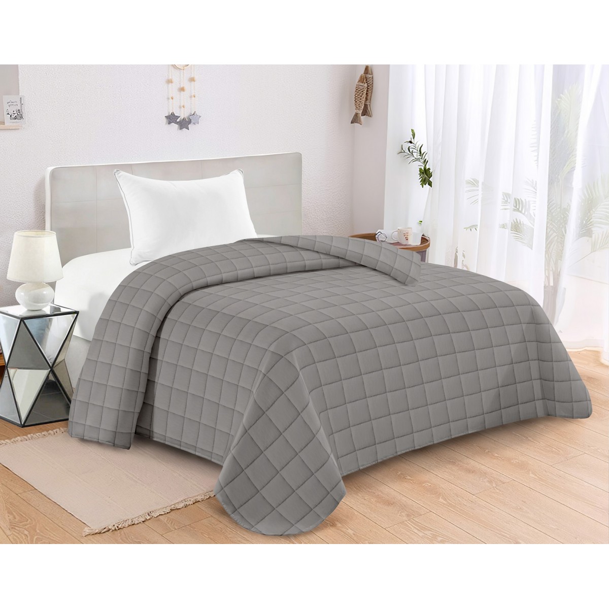ΚΟΥΒΕΡΛΙ ΚΑΠΙΤΟΝΕ ΥΠΕΡΔΙΠΛΟ 220Χ240 ADAM HOME ANTEL GREY