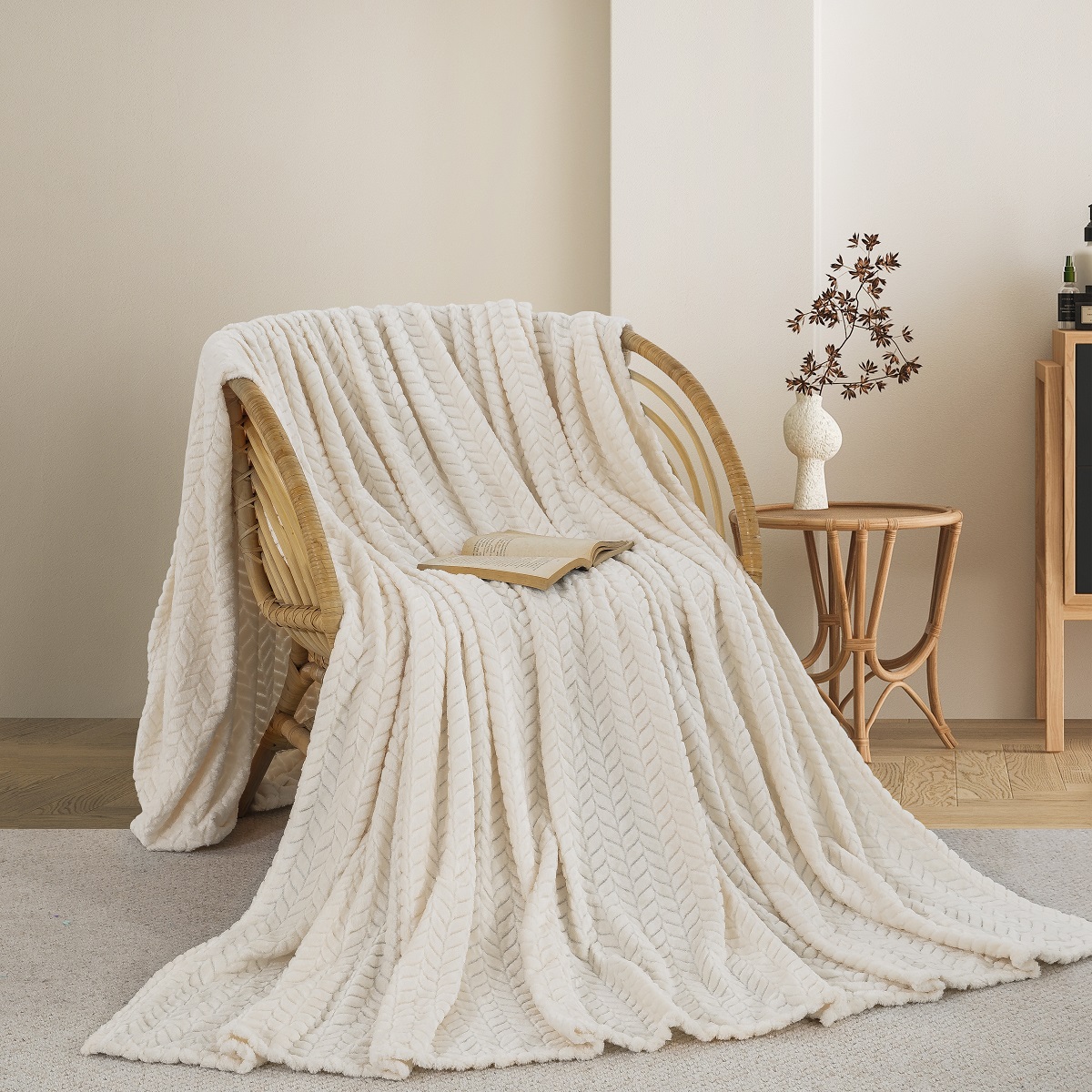 ΚΟΥΒΕΡΤΑ  FLEECE ΥΠΕΡΔΙΠΛΟ 220X240 ADAM HOME (550)  CREAM(15)