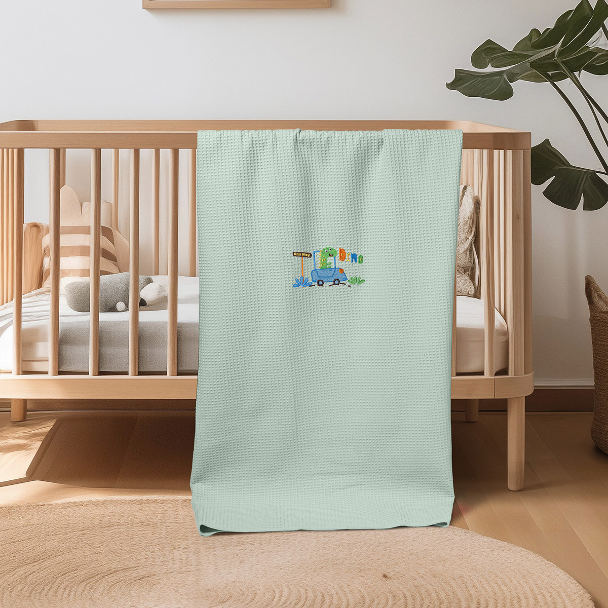 ΚΟΥΒΕΡΤΑ ΠΙΚΕ ΑΓΚΑΛΙΑΣ 80X110 ADAM HOME  DINOSAUROS GREEN