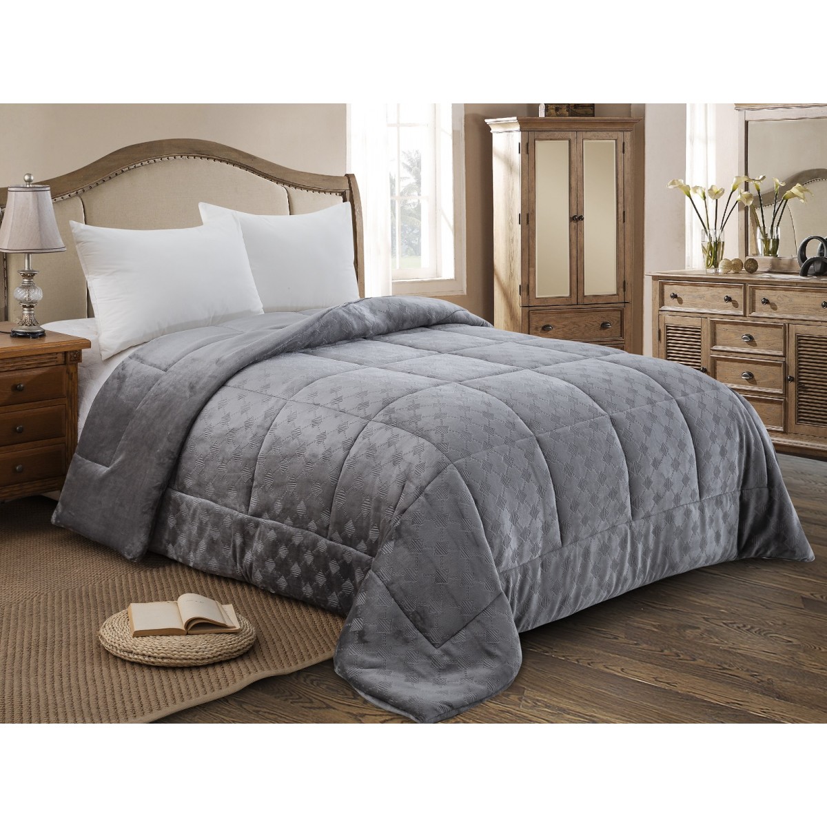 ΚΟΥΒΕΡΤΟΠΑΠΛΩΜΑ ΥΠΕΡΔΙΠΛΟ 220X240  ADAM HOME (825) GREY