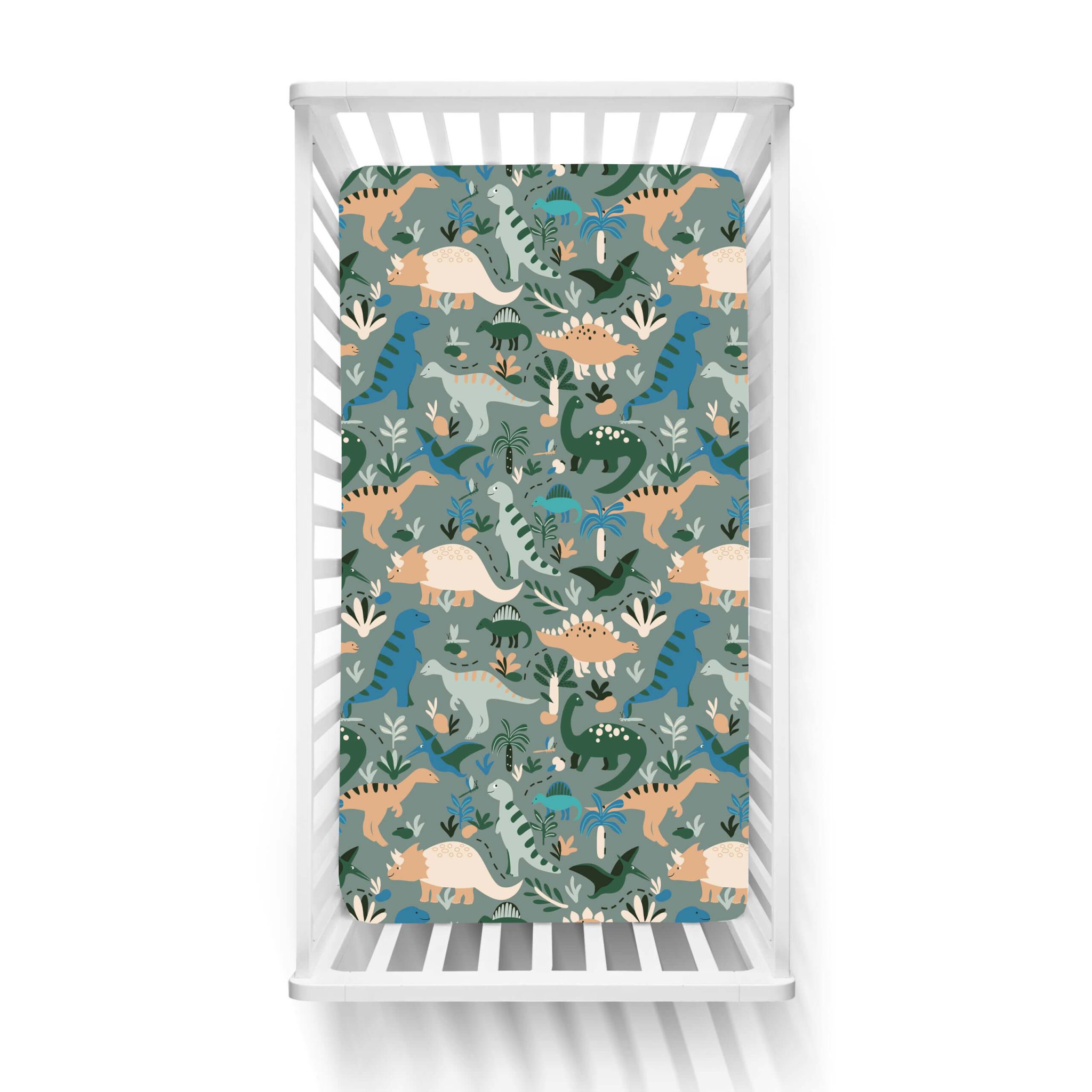 Βρεφικά Σετ Σεντόνι Κούνιας Με Λάστιχο Dinosaurs