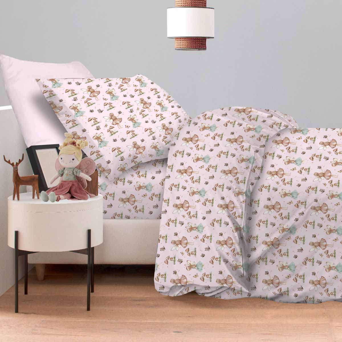 Παιδικό Σεντόνι Με Λάστιχο 1Χ(105Χ200+30)+1Χ(52χ72) Fairy Girl