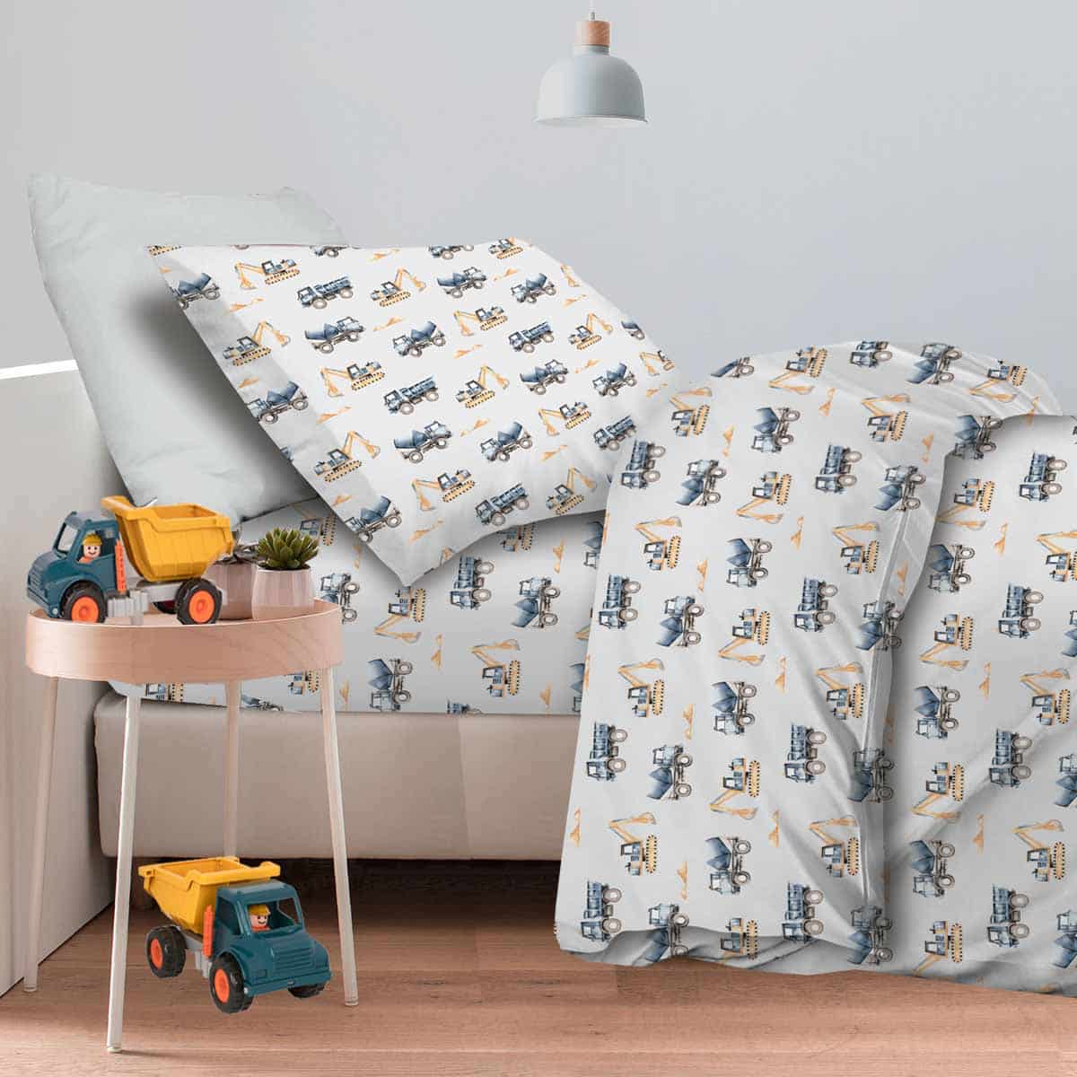 Παιδικό Σεντόνι Με Λάστιχο 1Χ(105Χ200+30)+1Χ(52χ72) Trucks