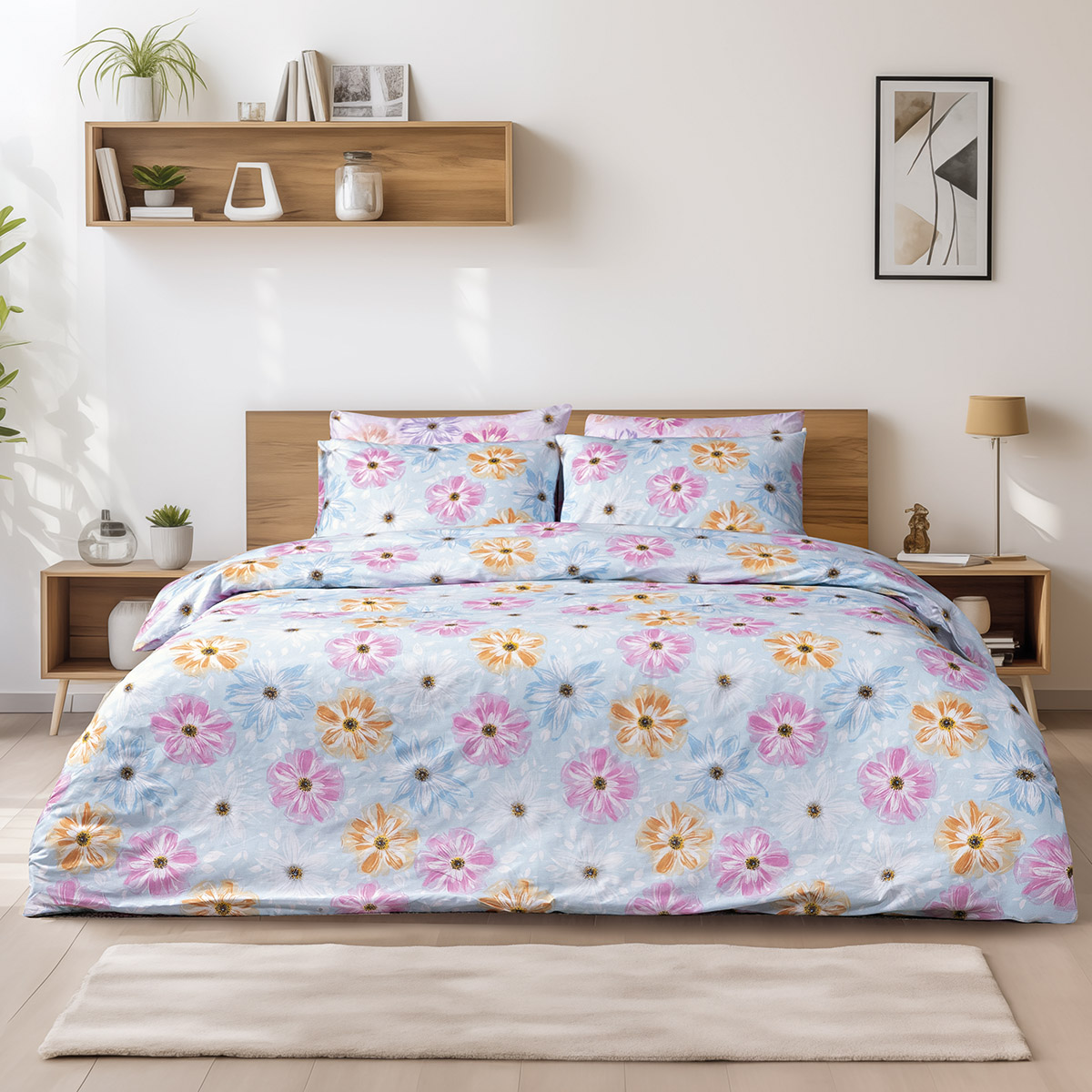 LINO ΣΕΤ ΠΑΠΛΩΜΑΤΟΘΗΚΗ BLUME BLUE 220Χ240