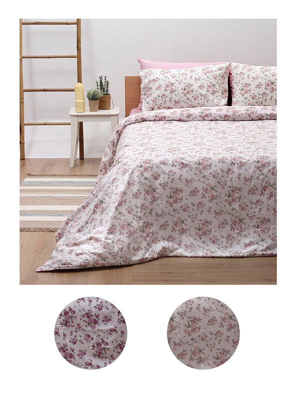 Σεντόνι Σετ Διπλό Με Λάστιχο 150x205+30 Sunshine Cotton Feelings 929 Pink