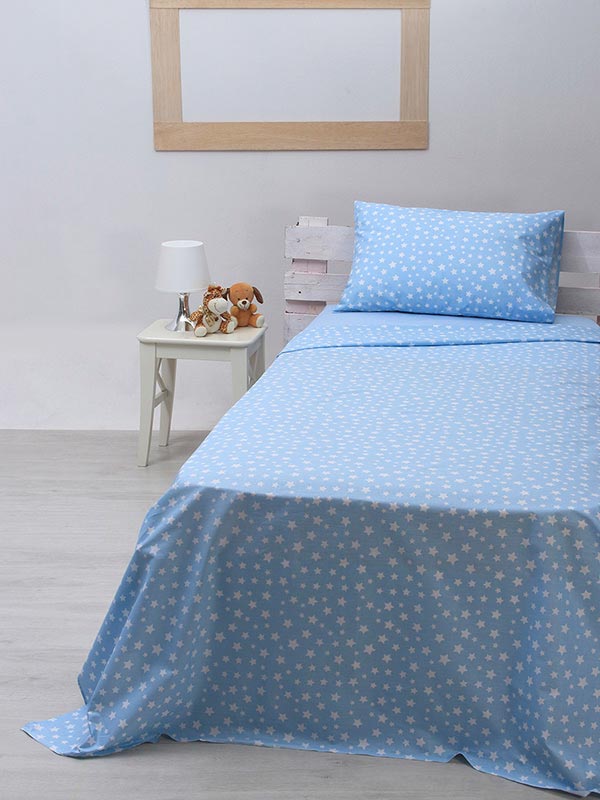 Σεντόνι Σετ Μονό Με Λάστιχο 105x205+30 Sunshine cotton feelings 22 Blue