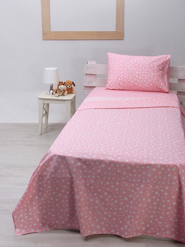 Σεντόνι Σετ Μονό Με Λάστιχο 105x205+30 Sunshine cotton feelings 22 Pink