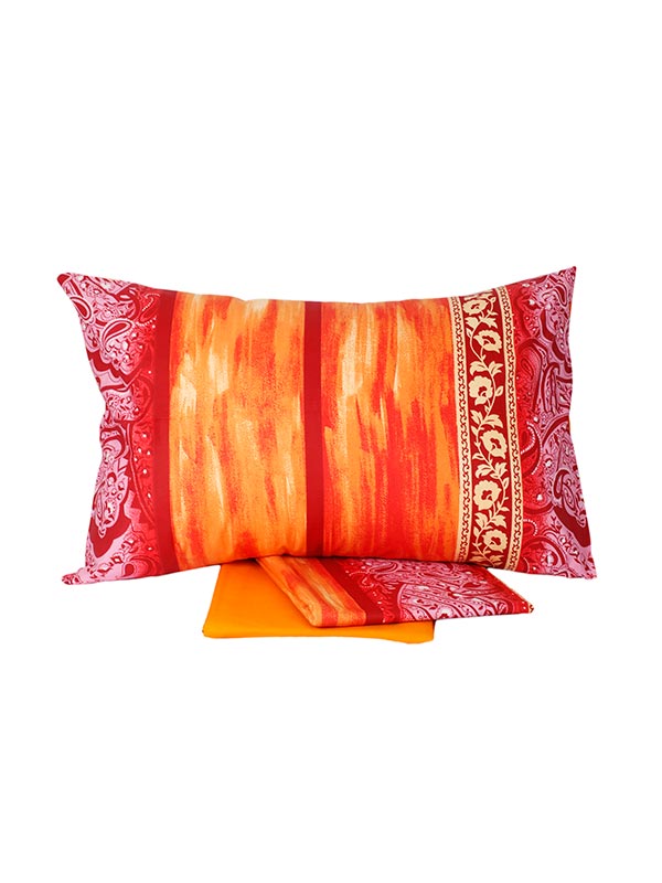 Σετ Σεντόνια Cotton Feelings εμπριμέ 4136 Orange Υπέρδιπλο (220x260)