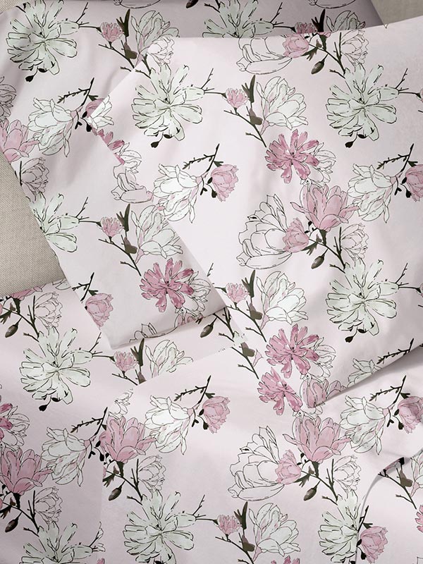 Παπλωματοθήκη Menta Εμπριμέ 070 Pink Υπέρδιπλη (230χ250)