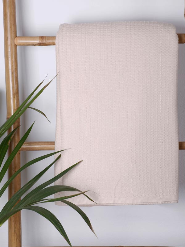 Κουβέρτα πικέ cotton Beige Μονή (165x265)