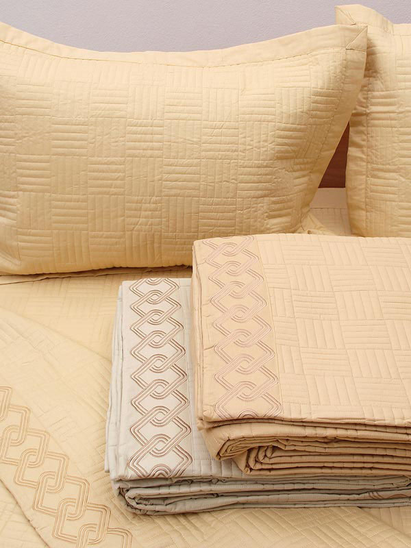 Κουβερλί Σετ Υπέρδιπλο (220x240) Sunshine Percale Κεντητό Cream