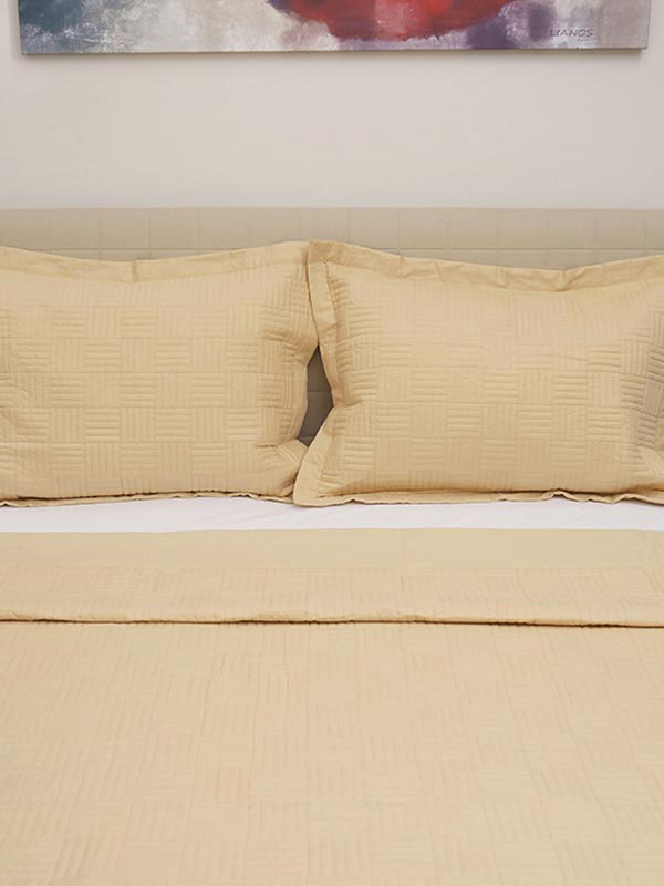 Κουβερλί Σετ Υπέρδιπλο (220x240) Sunshine Percale Κεντητό Cream