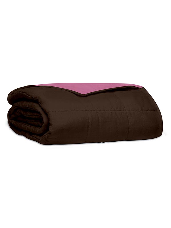 Κουβερλί percale μονόχρωμο Brown / Pink Υπέρδιπλο (220x240)